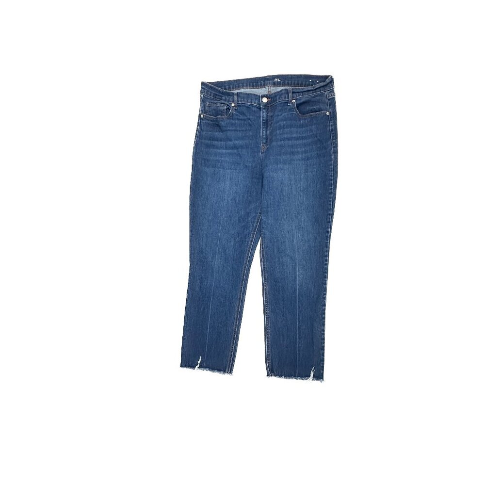Old Navy Power‎ Jean The Perfect Straight Raw Hem Women's size 16 Blue Jeans